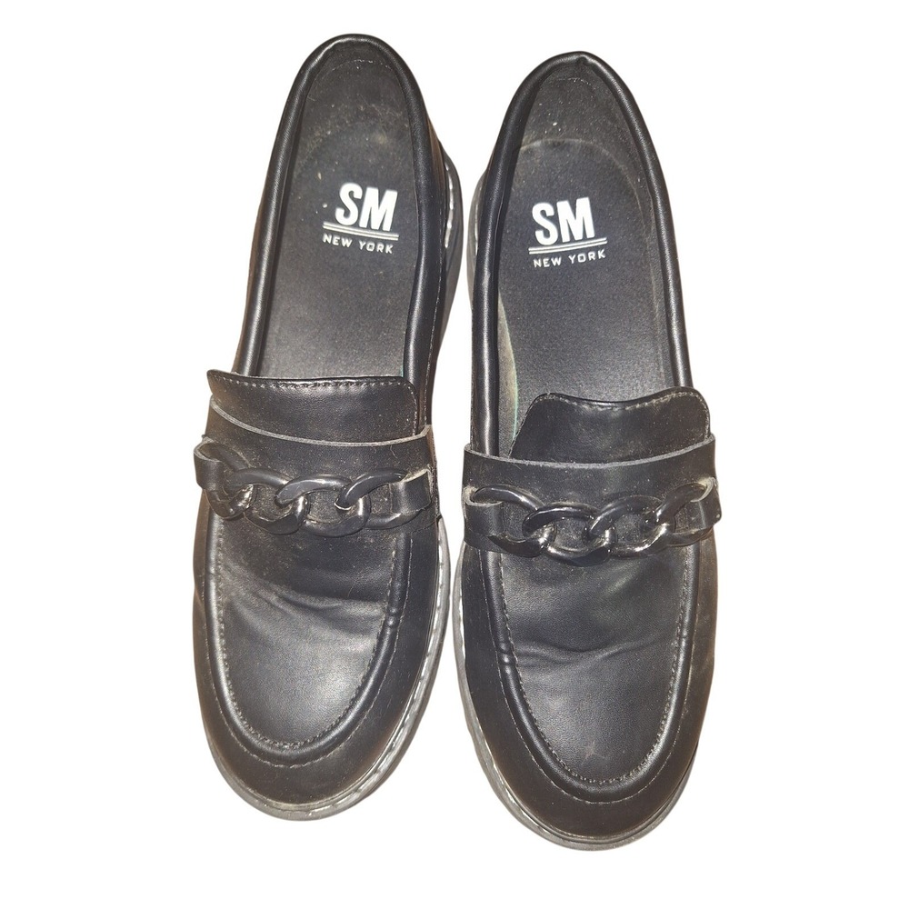 Black Lug Chunky Sole Chain Link Loafers‎ Womens 7.5 Platform Shoes SM New York